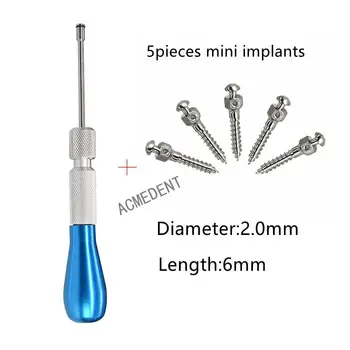 1 Komplekts Skrūvgriezis +5gab Mini Skrūves, Zobu Ortodontijas Mini Mikro Kaulu Skrūves Titāna Skrūvgriezi 2.0 mm*6mm