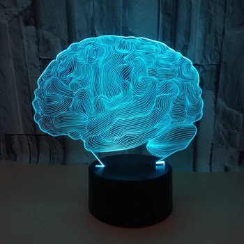 3D Ilūziju, Lampas Smadzeņu Forma, Krāsa Mainās Touch Switch LED Nakts Gaisma Akrila Galda Atmosfēru Lampas Jaunums Apgaismojums