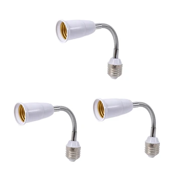 3X LED Spuldzes, Lampas Turētājs Pārveidotāji Adapteri, Elastīgās E27, Lai E27 20Cm Garums, Elastīgi Paplašināt Ligzdu Pamatnes Tips