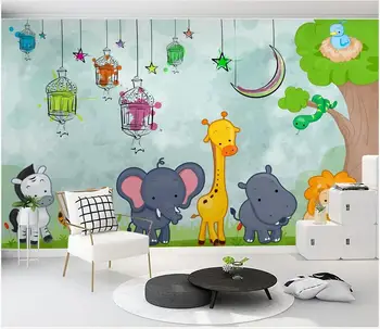 3d foto tapetes custom sienas Mūsdienu minimālisma roku sagatavots animācijas filmu dzīvnieku pasaulē bērnu istabas tapetes sienām 3 d