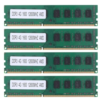 4X DDR3 4GB Atmiņas Ram PC3-12800 1,5 V 1600 240 Pin Darbvirsmas Atmiņa DIMM Unbuffered un Non-ECC Desktop AMD