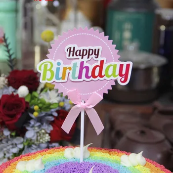 4gab Krāsains laimes Dzimšanas dienā, Cupcake Cilindrs Apli Papīrs Rozā Kūka Topper Bērniem Dzimšanas dienas ballīti Kūka Rotājumi Bērnu Duša