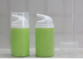 50ML krāsains bezgaisa pudeli vai krāsains Kosmētikas traukā ar balto sūkni un caurspīdīgu vāku kosmētikas iepakojuma produktu
