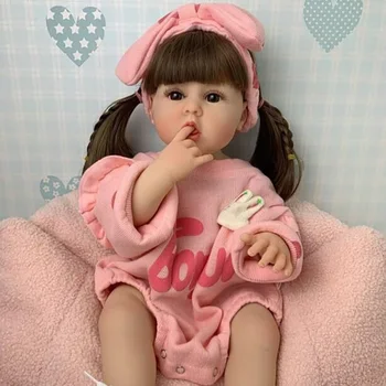 55CM Erin Spilgti pilna Ķermeņa Silikona Soft Touch Atdzimis Toddler Meitene Lelle Soft Touch ķermeņa Ziemassvētku Dāvanas Bērniem