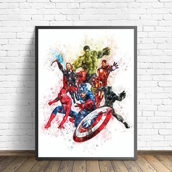 5D DIY Pilnu Kvadrātveida/Apaļā Dimanta Krāsošana Brīnums Avengers Sienas Mākslas Karikatūra Akvarelis Supervaronis Plakāti Bērnu Istabas Sienas Dekors