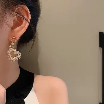 925 Sudraba adatu kristāla pērle auskari Korejas Dongmen patīk modes temperaments auskarus draudzenei dāvanu