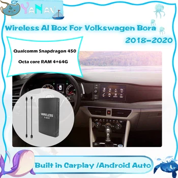 Android Bezvadu AI Rūtiņu Volkswagen Bora 2018-2020 Qualcomm 450 Automašīnas Smart Box Uzcelta Carplay Google, YouTube, Netflix Video