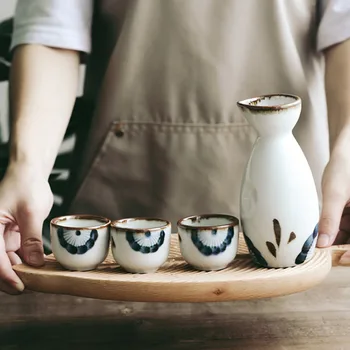 Apgleznoti Keramikas Dēļ Pot Tases Kopumu Japāņu Stila Hip Kolbas, Mājas Virtuve Office Flagon Dzērienu Kausa Drinkware Radošas Dāvanas