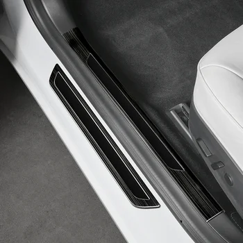 Auto Slieksni Bufera Uzlīmes Plēves, Durvis, Palodzes Vāka Aizsargs Tesla Model 3 Iekšējais Ārējais Black Veidošanas Piederumi