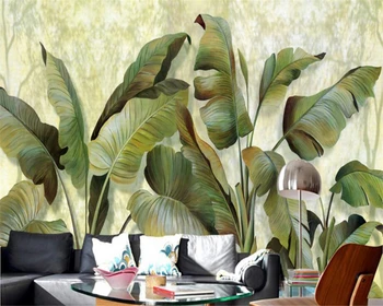 Beibehang Custom tapetes dzīvojamā istabā, guļamistabā sienas skaists sapnis zaļo banānu lapu glezniecības fona sienas 3d tapetes