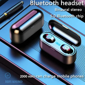 Bezvadu Austiņas Bluetooth V5.0 F9 TWS Bezvadu Bluetooth austiņas LED Displejs Ar 2000mAh Power Bank Austiņas Ar Mikrofonu