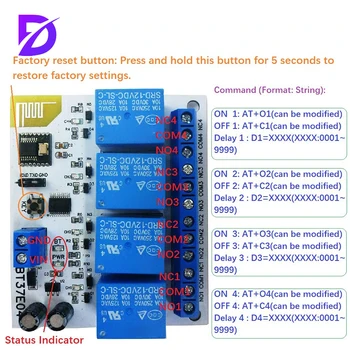 Bluetooth Remote Control Circuit Slēdzis 4-way Bluetooth On Off Kavēšanās Relejs BLE Modulis DC5V/DC12V