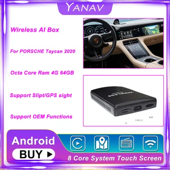 Carplay Bezvadu Ai Rūtiņu Bluetooth Dual Android PORSCHE Taycan 2020 Auto Auto Radio Multimediju Atskaņotāja Smart Box HDMI