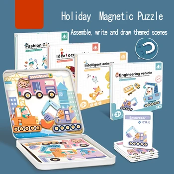 Coolplay Bērnu Inteliģentas Magnētisko Grāmatu 3D Puzles, Mozaīkas Smadzeņu, Apmācība, Spēle Izglītojošas Rotaļlietas Bērniem Bezmaksas Dāvanu Ziemassvētki Rotaļlietas