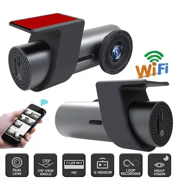 Dash Cam WIFI FULL HD 1080P Super Mini Automašīnas DVR Kamera Bezvadu Nakts Versija, G-Sensors Braukšanas Ieraksti Dual Camera Auto Dash Cam