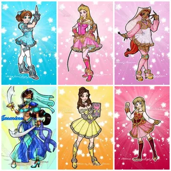 Disney Princese Dimanta Krāsošana Enchanted Meitenes Pilnu Dimanta Mozaīku Karikatūra Puzzle Izšūti Krustdūrienā Pārdot Mājas Dekoru