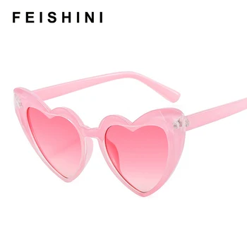 Feishini Mīlestību Sirdī Saulesbrilles Sieviešu UV400 Personības Saulesbriļļu Modes Gudrs, Seksīgs Retro Cat Eye Vintage, Saulesbrilles, Rozā Sieviešu