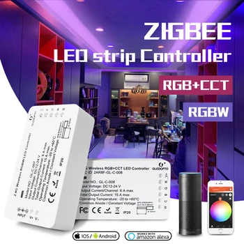 GLEDOPTO DC12-24V RGB+KMT/rgbw Zigbee Smart LED Lentes Kontrolieris Balss Kontroles Darbu ar Echo Plus SmartThings ZIGBEE 3.0 HUB