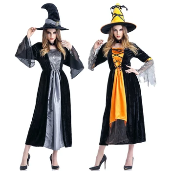 Halovīni Kostīmi Raganu Kostīmu Sievietēm Pieaugušo Adulto Fantasia Kleita, Cepure, Deluxe Cosplay Apģērbs Sieviete Magic Moments