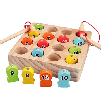 Jautras Dzimšanas Dienas Dāvana Bērniem Mājās Agri Izglītības Numuru Atbilstošo Spēli Magnētiskā Koka Zvejas Rotaļlietas Krāsu Šķirošanas Naudas Mehānisko Prasmes
