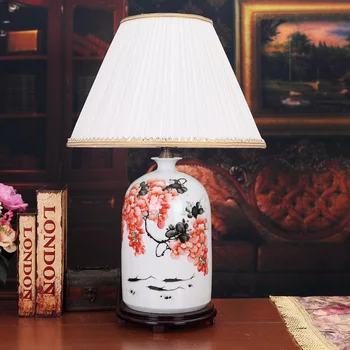 Jingdezhen Ķīnas radošās keramikas galda lampas guļamistabas studiju viesistaba, ēdamistaba apdare vintage porcelāna galda lampa