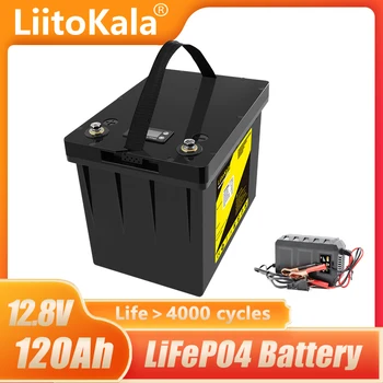 LiitoKala 12v 120ah Jaudas lifepo4 12.8 V baterija, saules baterija RV Uzlādējams Litija Dzelzs ar bms Āra kempings