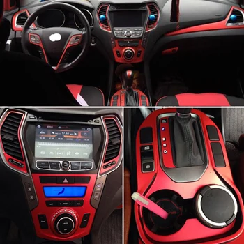 Par Hyundai SantaFe IX45 2013-17 Interjera Centrālais Vadības Panelis Durvju Rokturis Oglekļa Šķiedras Uzlīmes Uzlīmes Car styling Accessorie