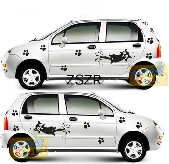 Pielāgot, Gudrs, Funny Karikatūra Kaķis Auto Uzlīmes 2 Pusēm Automašīnu Z2CA297