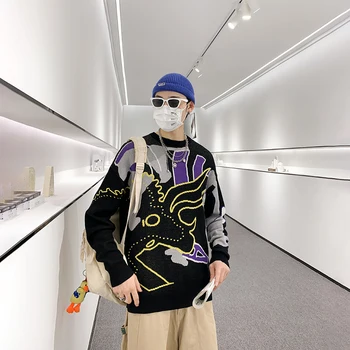 Rudens Gadījuma Garām Piedurknēm Hip-Hop Stilā, Moderns Modelis Vīriešiem Harajuku Džemperi Apaļu Kakla Modes Streetwear Pulovers Vīriešu Džemperis