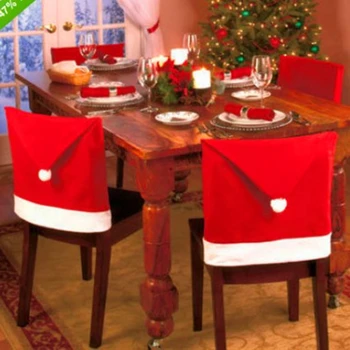 Sarkanā neaustu Ziemassvētku Krēsla Pārsegs Home Hotel Restorāns Galda Dekorēšana 50x60cm Ziemassvētku Cepuri Krēsla Pārsegs Grupa Skatuves Izkārtojums