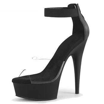 Sieviešu Sandales Modes Jaunu stilu Dobi Romas Open Toe Sandales 15cm Super Augstiem papēžiem kurpes Duncis 6 collas Eksotisko Dejotāju