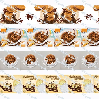 WL Delicious Šokolādes Chip Cookies Iespiesti Grosgrain Lente Puse Rotājumi Diy Šūšanas Amatniecības Padarot Matu Loku 16-75 MM