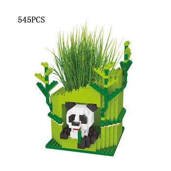 ideja jauki dzīvnieku panda Potted augu nanobricks puķu pods mikro dimanta bloku, Pildspalvu, konteineru modelis izglītības rotaļlietas, dāvanas