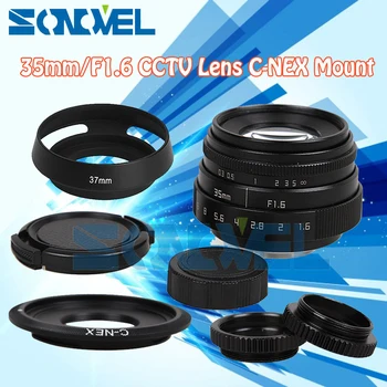 Ķīna 35mm F1.6 CCTV Lens C Mount+blende Sony E Mount Nex-5T/5R Nex-3N Nex-6 Nex-7 Nex-5R A6300 A6100 A6000 A6500 A5000