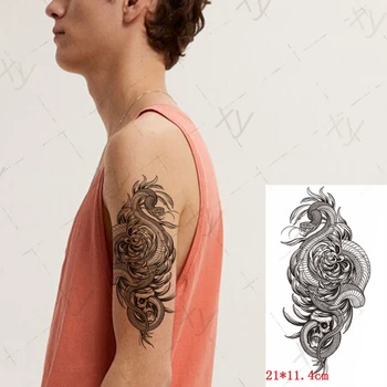 Ūdensnecaurlaidīgus Pagaidu Tetovējumu Uzlīmes Black Dragon Plūmju Ziedu Flash Tetovējumiem Ģimenes Koku Fox Body Art Roku Viltus Tetovējums Sievietes Vīrieši